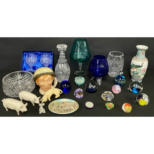 74 - A Beswick model, of a pig, CH Wall Champion Boy; another, CH Wall Queen; a collection of glass paper... 