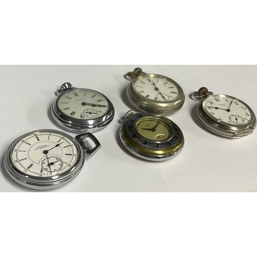 77 - Watches - a Waltham Traveller silver open face pocket watch, white dial, bold Arabic numerals, subsi... 