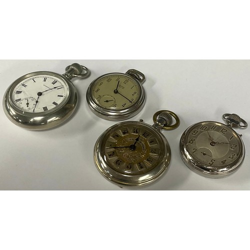 78 - A 19th century Roskopf Escape open face pocket watch, ornate silvered dial, raised Arabic numerals, ... 