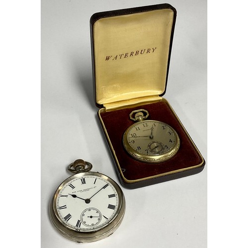 79 - An Edwardian silver Sir John Bennett Ltd London open face pocket watch, white enamel dial, bold Roma... 