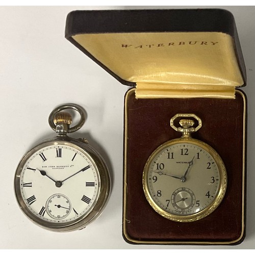 79 - An Edwardian silver Sir John Bennett Ltd London open face pocket watch, white enamel dial, bold Roma... 