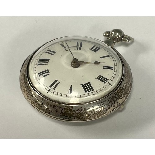 82 - A George III silver pair cased pocket watch, signed Richard Collis, Romford London, no 4046, white e... 