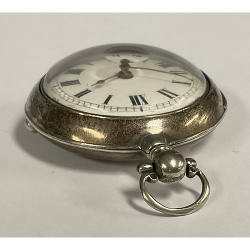 82 - A George III silver pair cased pocket watch, signed Richard Collis, Romford London, no 4046, white e... 