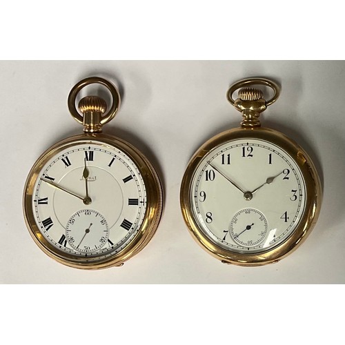 86 - A Victorian Waltham gold plated pocket watch, white enamelled dial, Arabic numerals, subsidiary seco... 