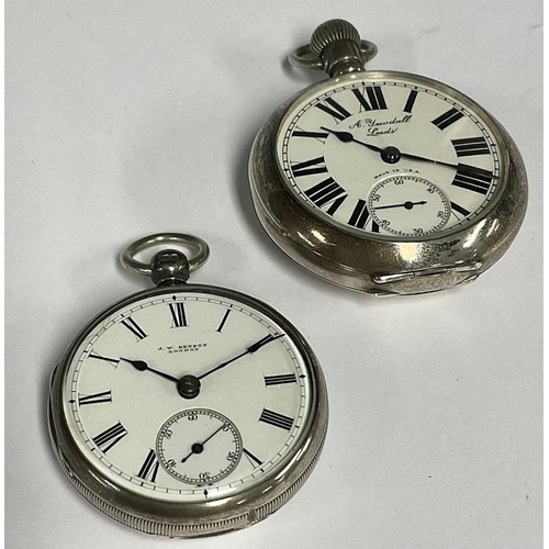 87 - A Victorian J W Benson silver open face pocket watch, white enamel dial, bold Roman numerals, subsid... 