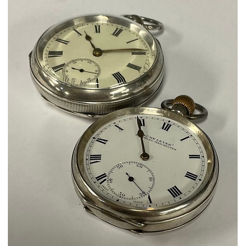 88 - An Edwardian silver open face pocket watch, cream dial, bold Roman numerals, subsidiary seconds, key... 