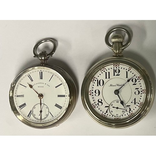 90 - A Thomas Russel & sons silver open face pocket watch, white enamel dial, Roman numerals, subsidiary ... 