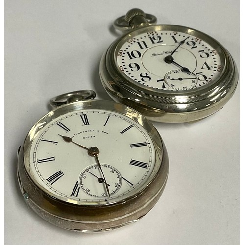 90 - A Thomas Russel & sons silver open face pocket watch, white enamel dial, Roman numerals, subsidiary ... 