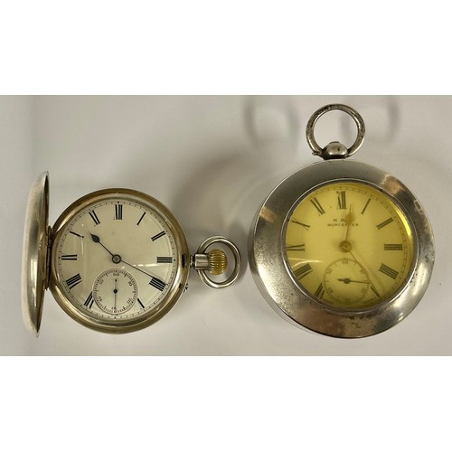 96 - A Victorian Rotherham's London silver hunter cased pocket watch, white enamel dial, bold roman numer... 