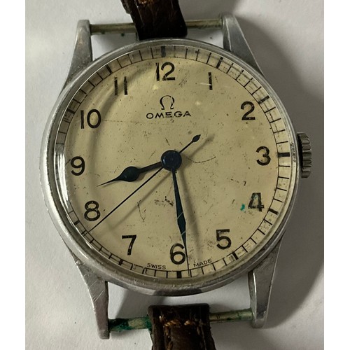 97 - A vintage Omega wristwatch, Arabic numerals, blued hands, 43mm long, 34mm wide