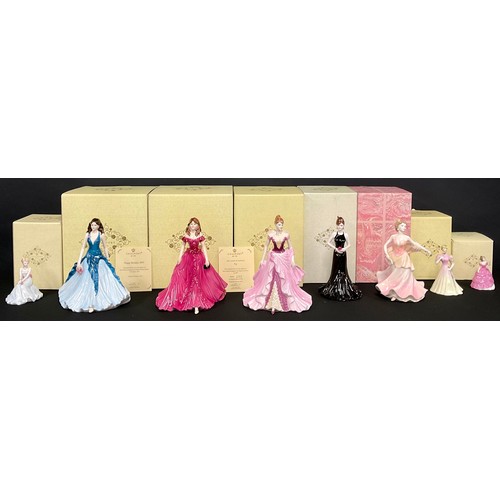 159 - A Coalport figurine, Ladies of Fashion, Happy Birthday 2005, 23cm high, boxed with certificate; anot... 