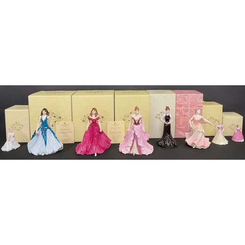 159 - A Coalport figurine, Ladies of Fashion, Happy Birthday 2005, 23cm high, boxed with certificate; anot... 