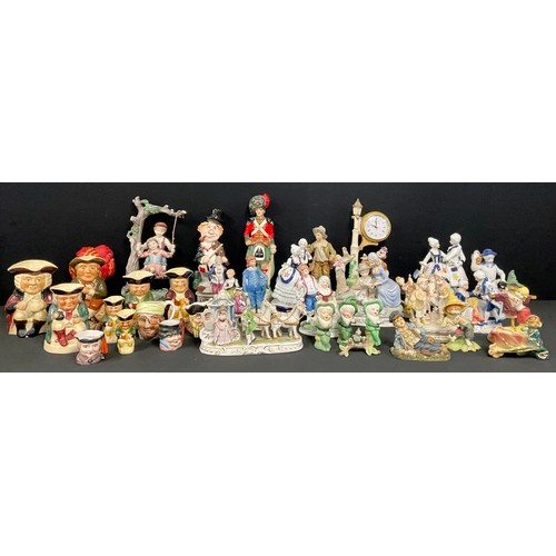 178 - A continental porcelain figure group, others Clowns, etc qty