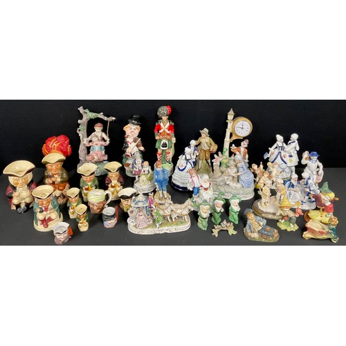 178 - A continental porcelain figure group, others Clowns, etc qty