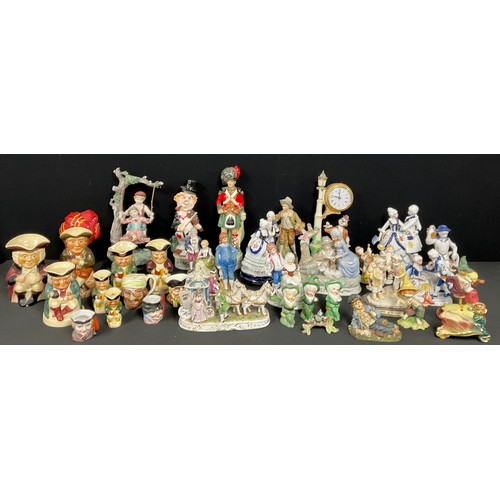 178 - A continental porcelain figure group, others Clowns, etc qty