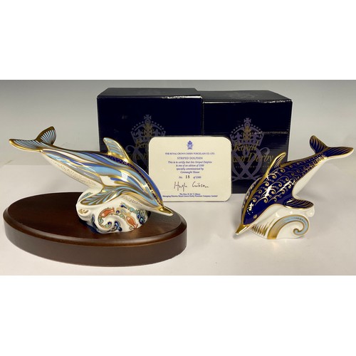 38 - A Royal Crown Derby paperweight, Striped Dolphin, commissioned by Connaught House, limited edition 1... 