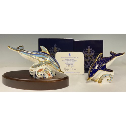 38 - A Royal Crown Derby paperweight, Striped Dolphin, commissioned by Connaught House, limited edition 1... 