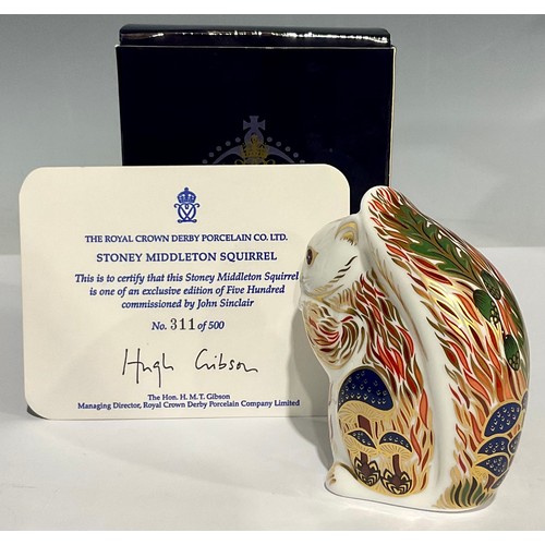 300 - A Royal Crown Derby paperweight, Stoney Middleton Squirrel, specially commissioned by John Sinclair,... 