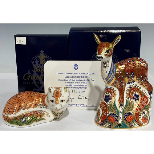318 - A Royal Crown Derby paperweight, Leicestershire Fox, commissioned by Wheelers of Loughborough, limit... 