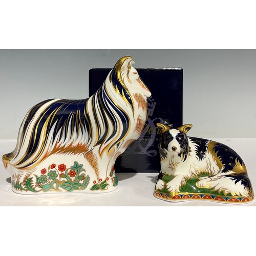 1 - A Royal Crown Derby paperweight, Border Collie, limited edition 185/2,500, signed in gold by Jane Ja... 