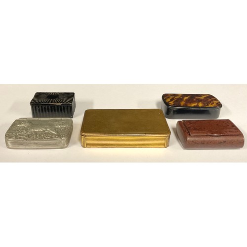 328 - A pewter sporting dog snuff; four others