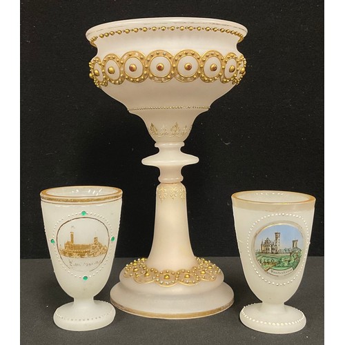 339 - A 19th century jewelled glass vase; two glasses Landeskrane
