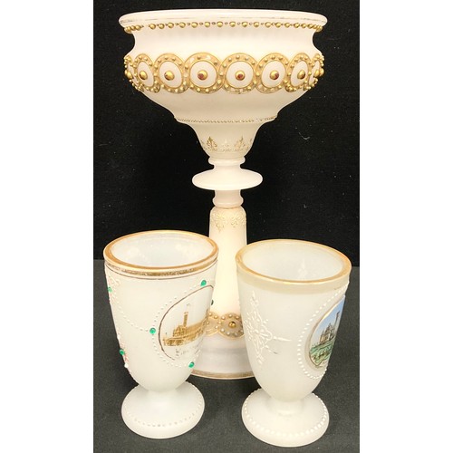 339 - A 19th century jewelled glass vase; two glasses Landeskrane