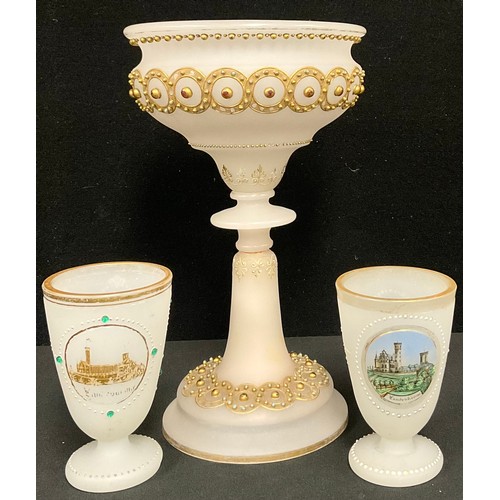 339 - A 19th century jewelled glass vase; two glasses Landeskrane