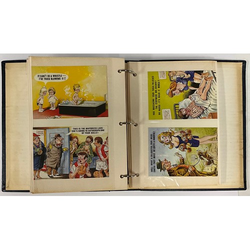 346 - A collection of approx 240 Risqué and Humorous post cards,  in one album.