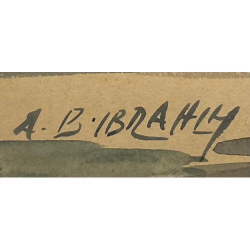 363 - Abu Baker (A.B.) Ibrahim (1925-1977)  Fishing for Groupers  signed, watercolour on paper, 27.5cm x 3... 