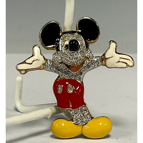 480 - An Arribas Brothers Disney figural brooch, Mickey Mouse, inset with Swarovski crystals, 5cm high