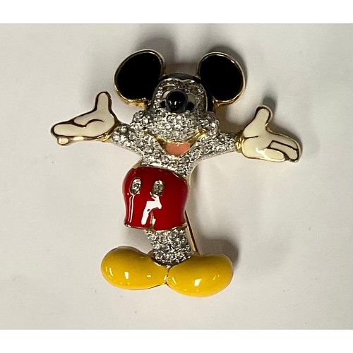 480 - An Arribas Brothers Disney figural brooch, Mickey Mouse, inset with Swarovski crystals, 5cm high