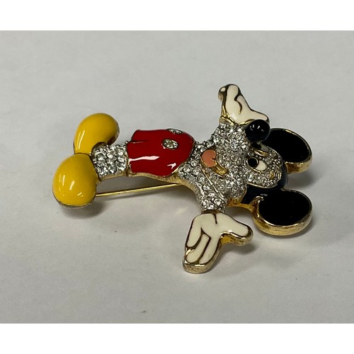 480 - An Arribas Brothers Disney figural brooch, Mickey Mouse, inset with Swarovski crystals, 5cm high