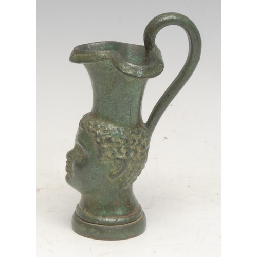 69 - A Grand Tour verdigris patinated cabinet model, of an Ancient Greek oinochoe, cast after the antique... 