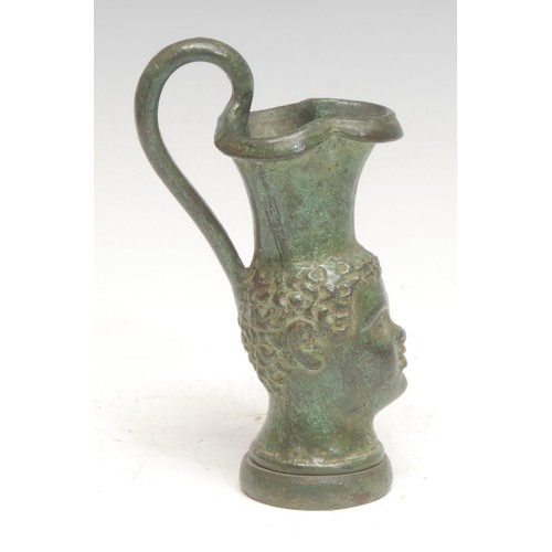 69 - A Grand Tour verdigris patinated cabinet model, of an Ancient Greek oinochoe, cast after the antique... 