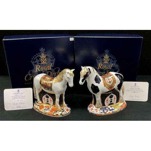 7 - A Royal Crown Derby paperweight of an Appleby Stallion, limited edition 566/1500, 21cm high, gold st... 