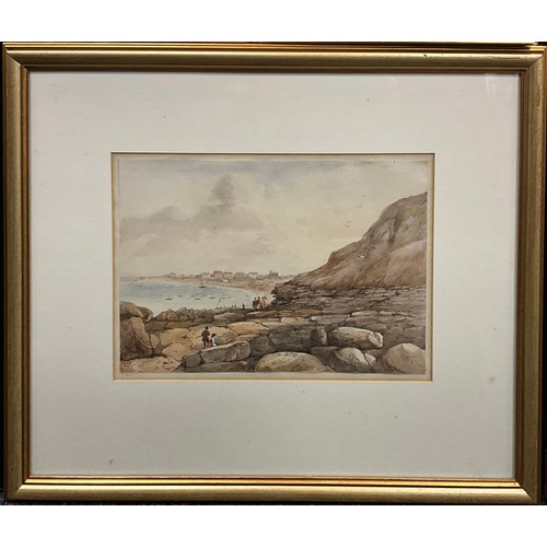 24 - G. V., (possibly George Robert Vawser, A Coastal Town, watercolour, monogrammed G. V., 23cm x 32cm; ... 