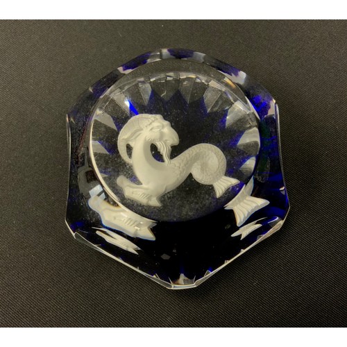 25 - Glass bowl, French bowl + Baccarat Capricorn paperweight.