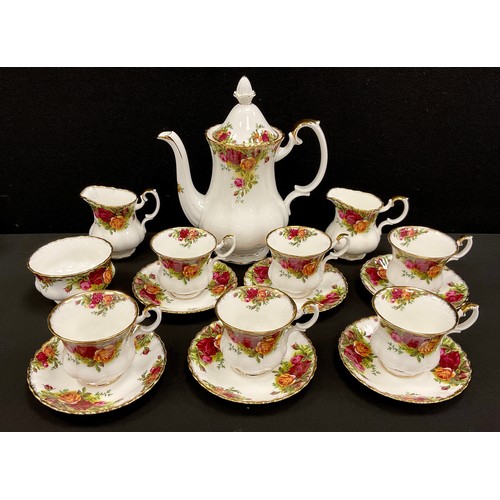 38 - A Royal Albert Old County Rose pattern tea set for six including tea pot, six small cups and saucers... 