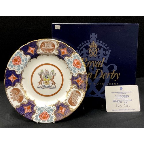 41 - Royal Crown Derby, commissioned by Sinclairs ‘Derbyshire Plate’, limited edition 19/1000, stamp to b... 