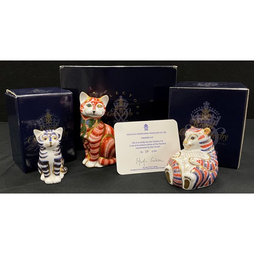 51 - Royal Crown Derby paperweights including; Cheshire Cat, limited edition 20/500, Tiger Cub, Sitting k... 