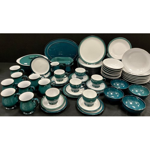 84 - Denby Greenwich pattern table service for eight comprised of; eight large dinner plates, six medium,... 