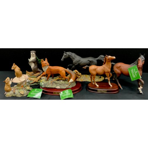 97 - Royal Doulton figures, animals, including; Black Bess DA179, Spirit of tomorrow, another, Wood mice,... 