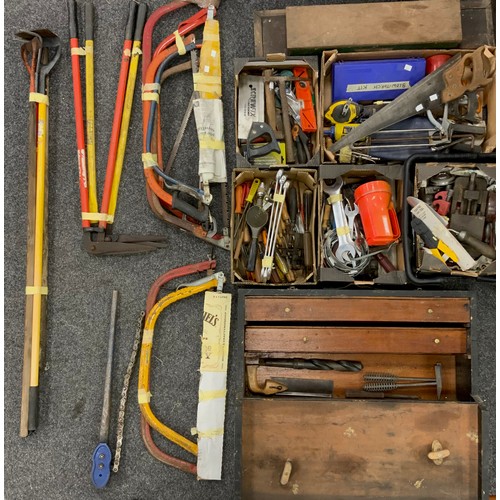 98 - Tools - Woodworking and Garden - Bow Saws, Edging Shears, early 20th century carpenters tool chest, ... 