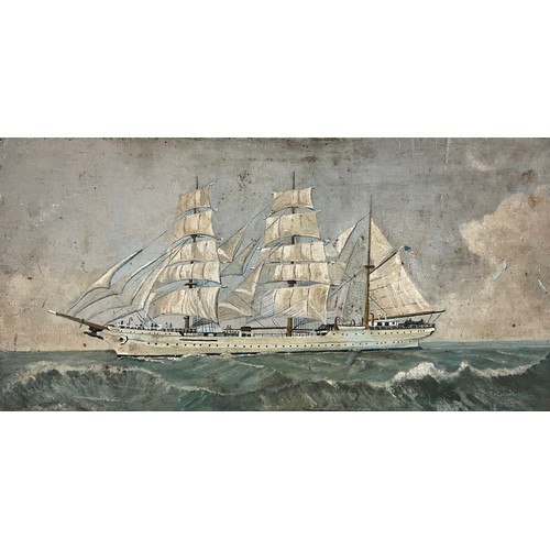 130 - T. McCabe, A Ship in Distress, signed, oil on board, 32.5cm x 53cm;  F. J. Collinson, Clipper Ship, ... 