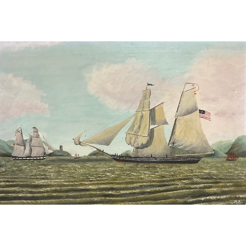 130 - T. McCabe, A Ship in Distress, signed, oil on board, 32.5cm x 53cm;  F. J. Collinson, Clipper Ship, ... 