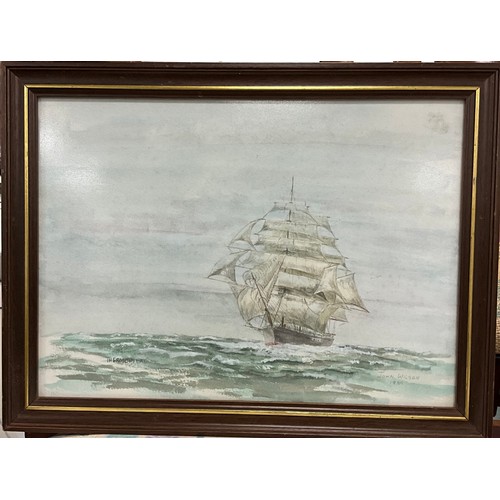 130 - T. McCabe, A Ship in Distress, signed, oil on board, 32.5cm x 53cm;  F. J. Collinson, Clipper Ship, ... 