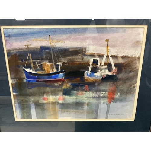 135 - Samuel Dodwell RI, (British 1909-1990), Boats in a Cornish Harbour, signed, watercolour and gouache,... 