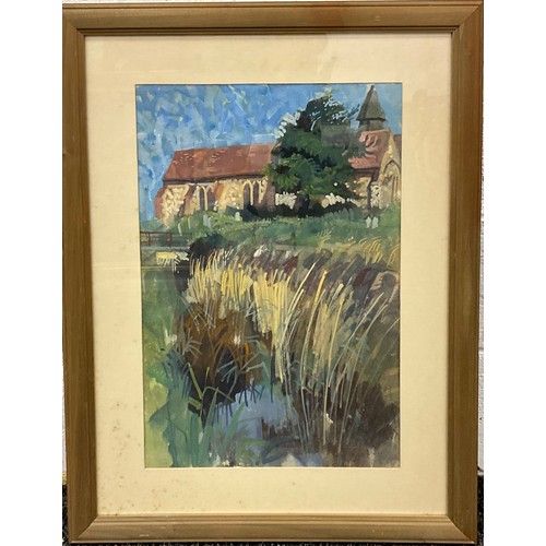 141 - Samuel Dodwell RI, (British 1909-1990), The Little Chapel, signed, watercolour and gouache, 56cm x 3... 