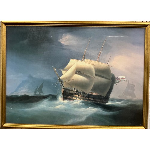 155 - Edward King Redmore, Stormy Seas and Tattered Sail, signed, oil on board, 31cm x 47cm;  another, Tal... 